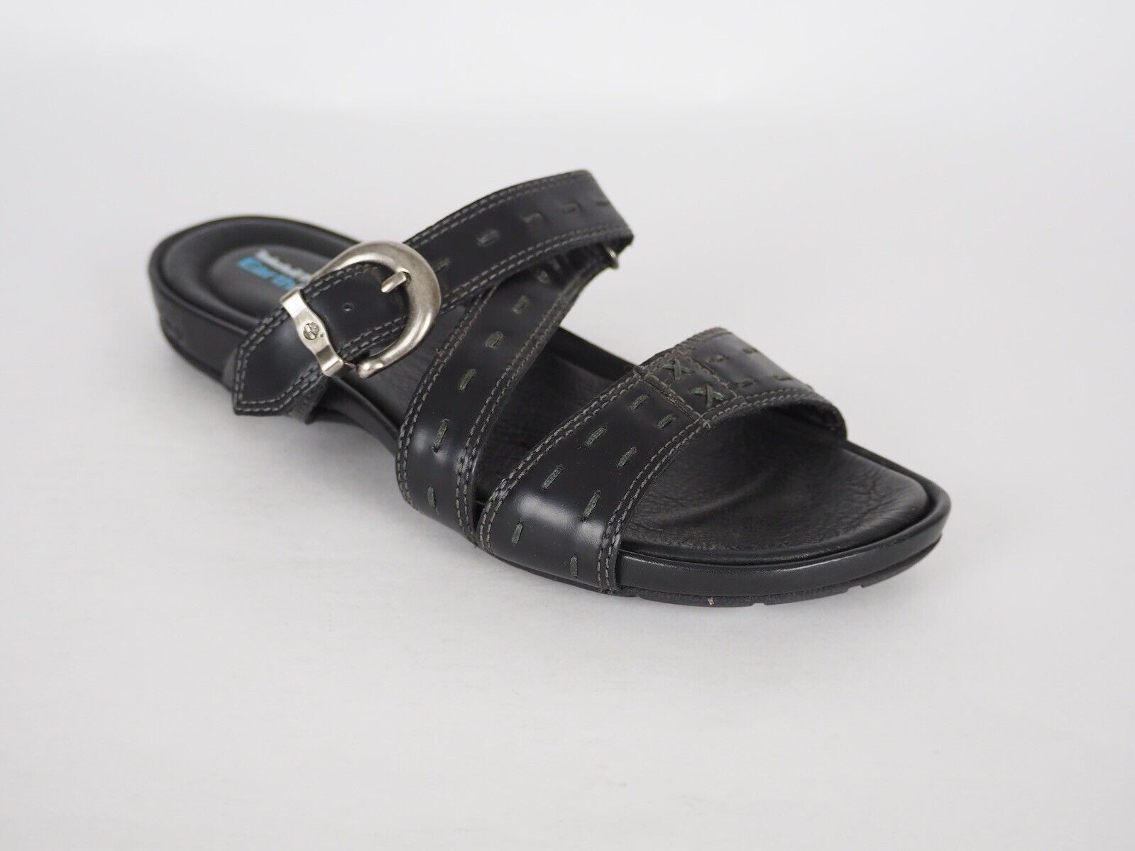 Womens Timberland Pleasant Bay 25636 Black Leather Slippers Summer Flip Flops - London Top Style