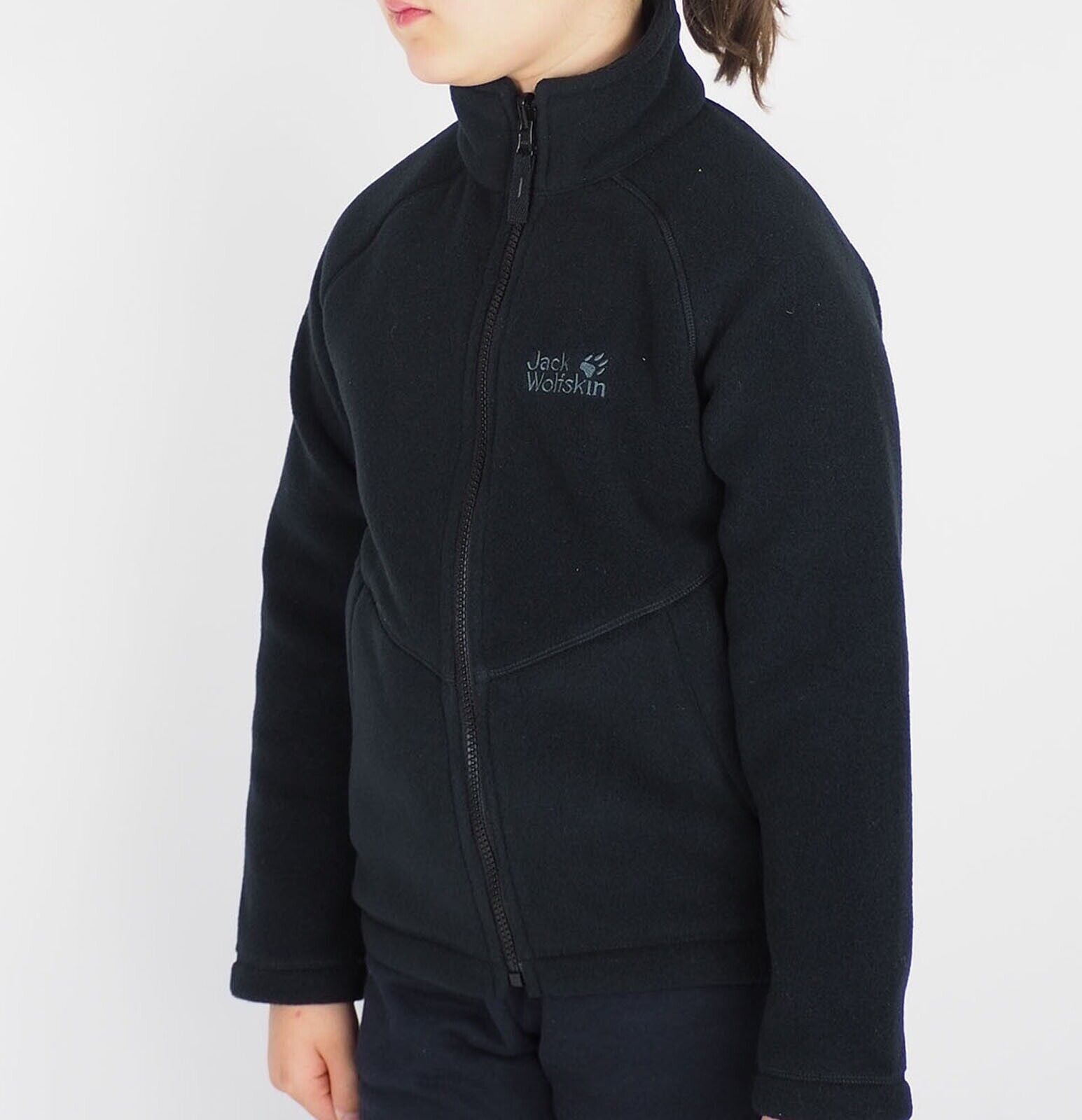 Kids Unisex Jack Wolfskin Hudson Bay 1604251 Black Fleece Quick Drying Jacket - London Top Style