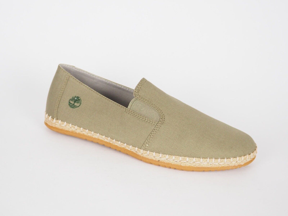 Mens Timberland Burnt Brick A233V Olive Canvas Slips On Casual Loafer Shoes