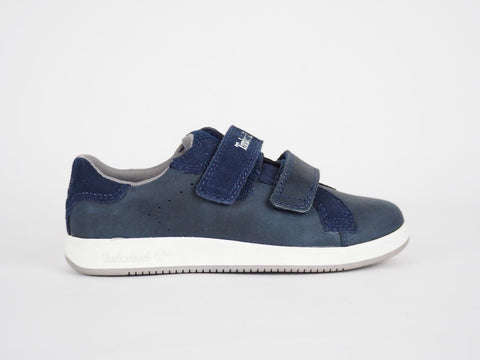 Boys Timberland Court Side Oxford A1A6A Navy Leather Fabric Strap Trainers
