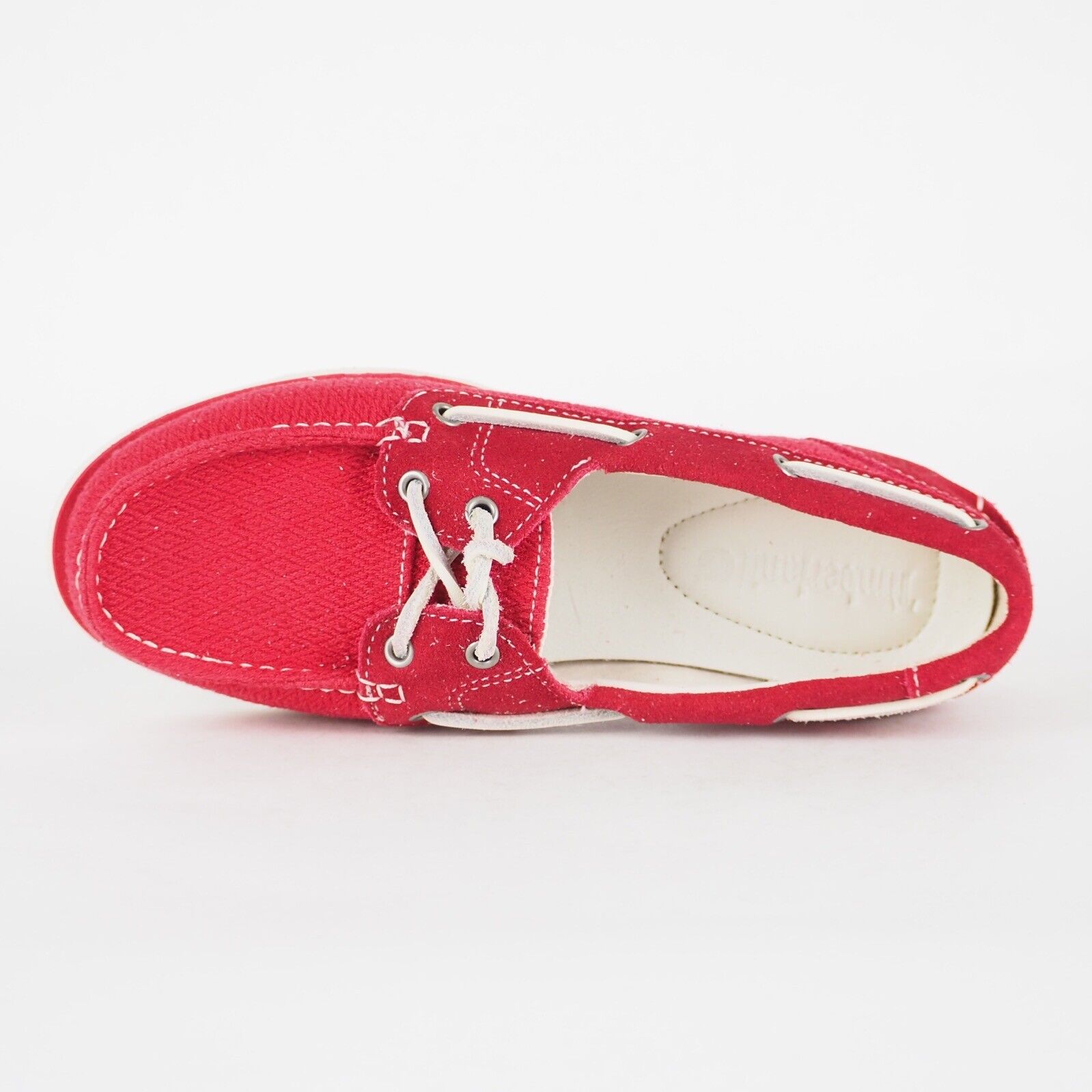 Womens Timberland Classic A14LV Red Leather 2 Eye Lace Up Casual Boat Shoes