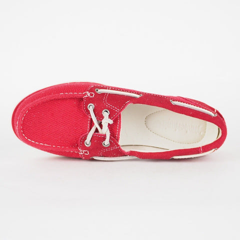 Womens Timberland Classic A14LV Red Leather 2 Eye Lace Up Casual Boat Shoes
