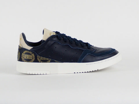 Mens Adidas Supercourt EG5022 Navy / Gold Leather Shoes Lace Up Casual Trainers