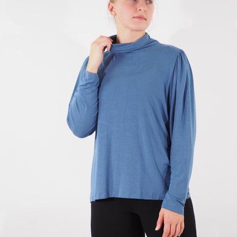 Womens Ex M&S Per Una Long Sleeve Modal Stretch Top Turtleneck Casual Blouse