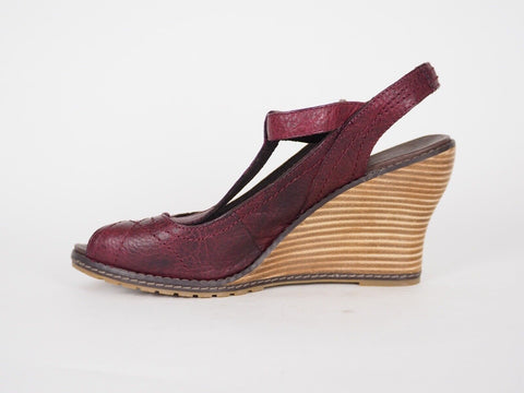 Womens Timberland Maeslin T-Strap 18624 Burgundy Leather Slingback Sandals UK 5