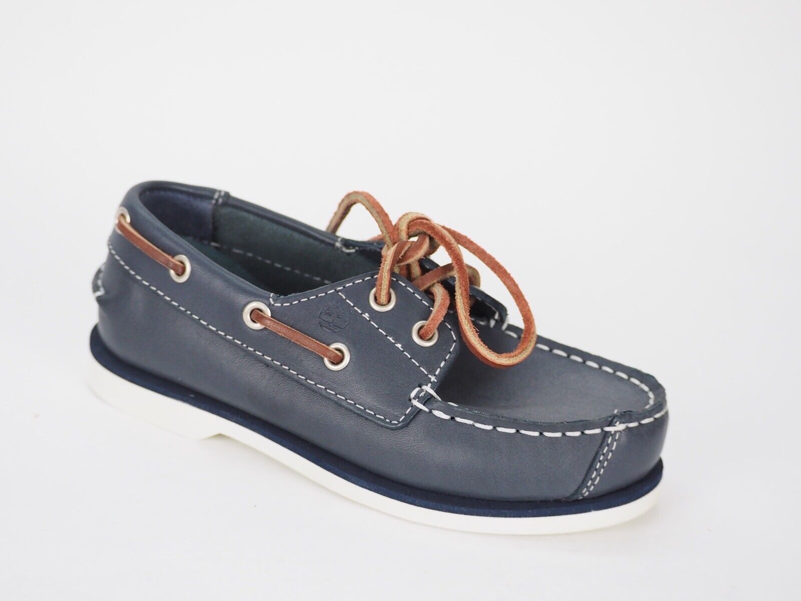 Boys Timberland Classic 85838 Blue Leather 2 Eye Lace Up Casual Kids Boat Shoes