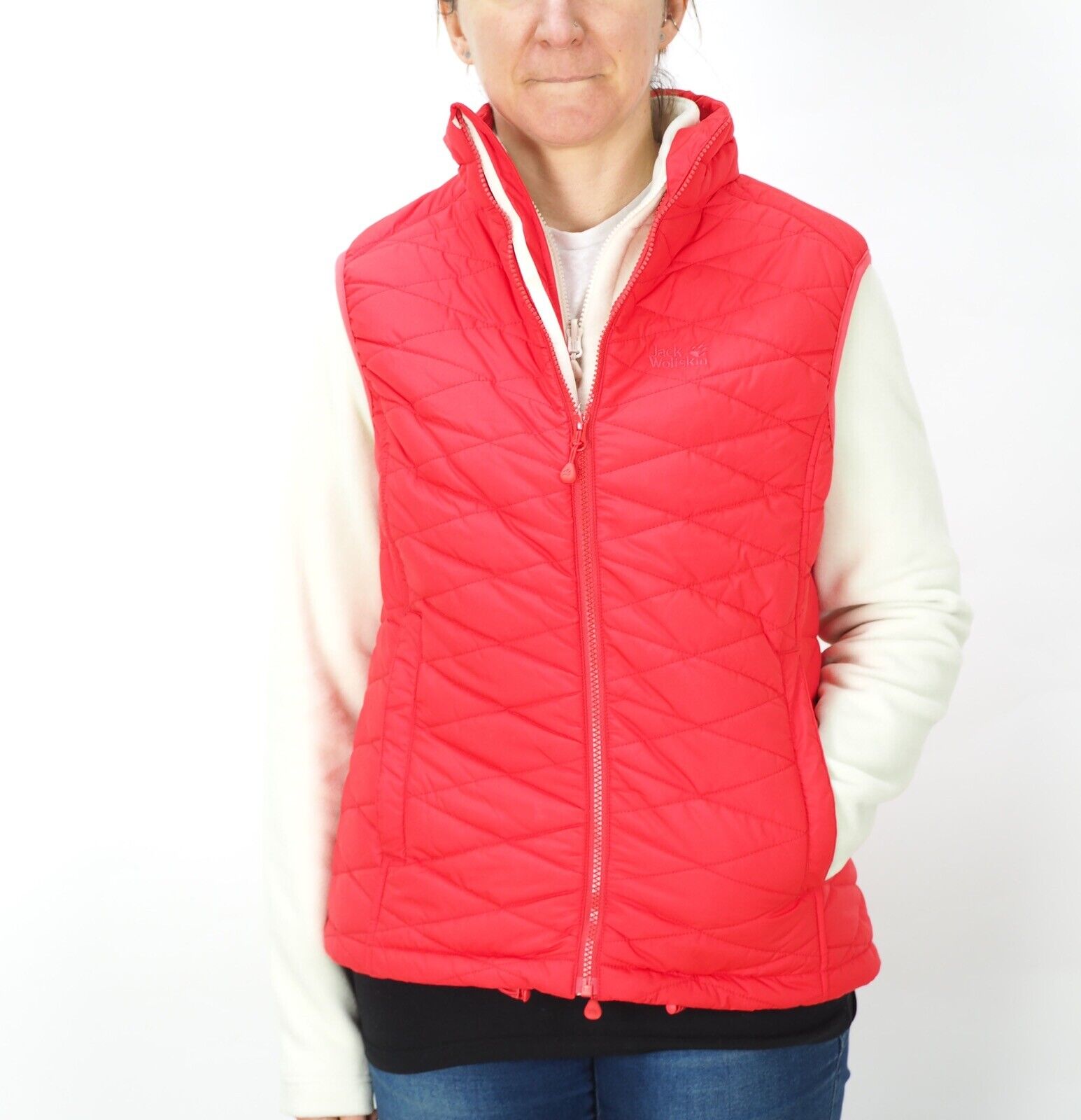 Womens Jack Wolfskin Glen Dale 1202241 Hibiscus Red 3 In 1 Flecce Vest Jacket - London Top Style