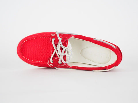 Womens Timberland Classic 2 Eye A14LV Red Fabric Textured Boat Shoes - London Top Style