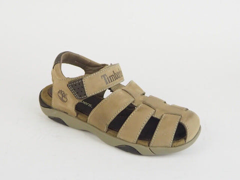 Juniors Timberland Oyster River 80983 Beige Leather Touch Fasten Casual Sandals