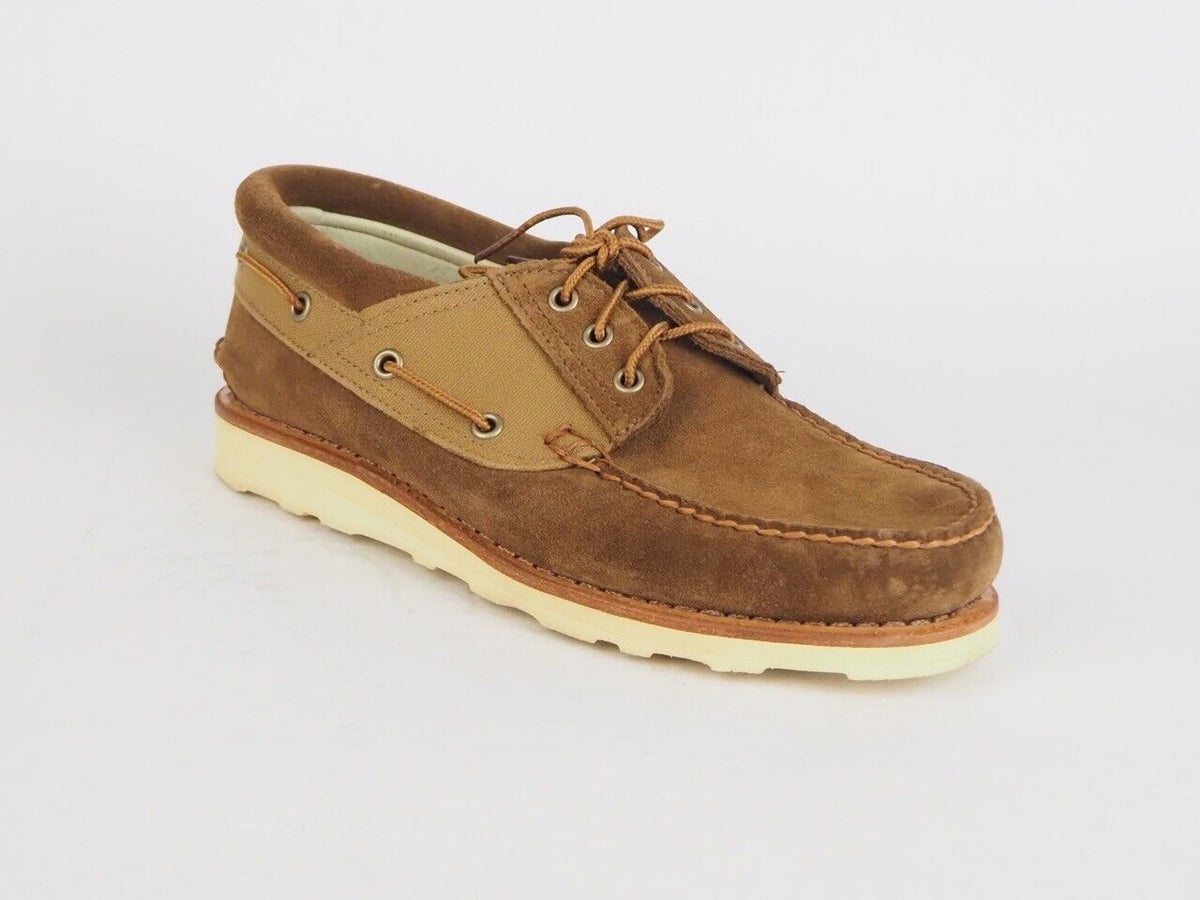 Mens Timberland Abington 3 Eye 82574 Brown Suede Lace Up Boat Casual Shoes