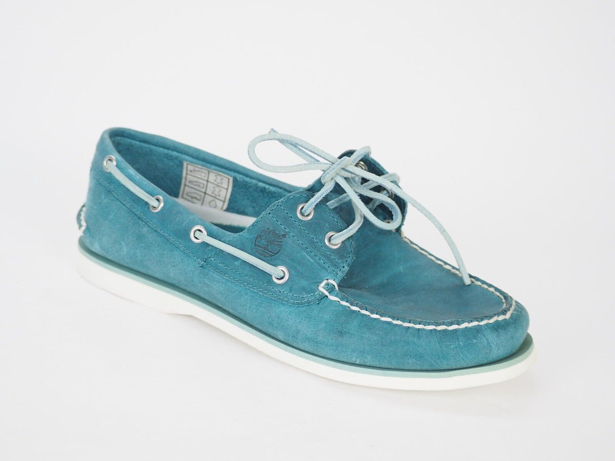 Mens Timberland Classic 29596 Bright Blue Leather Lace Up Casual Boat Shoes