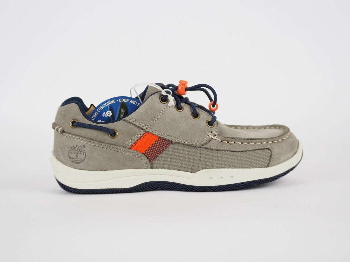 Boys Timberland EK Oxford 4472R Grey Leather Lace Up Casual Kids boat Shoes