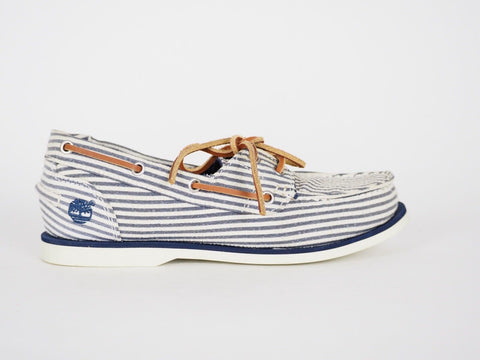 Womens Timberland Classic 2 Eye 8910A Navy Stripe Canvas Boat Shoes UK 3.5 - London Top Style