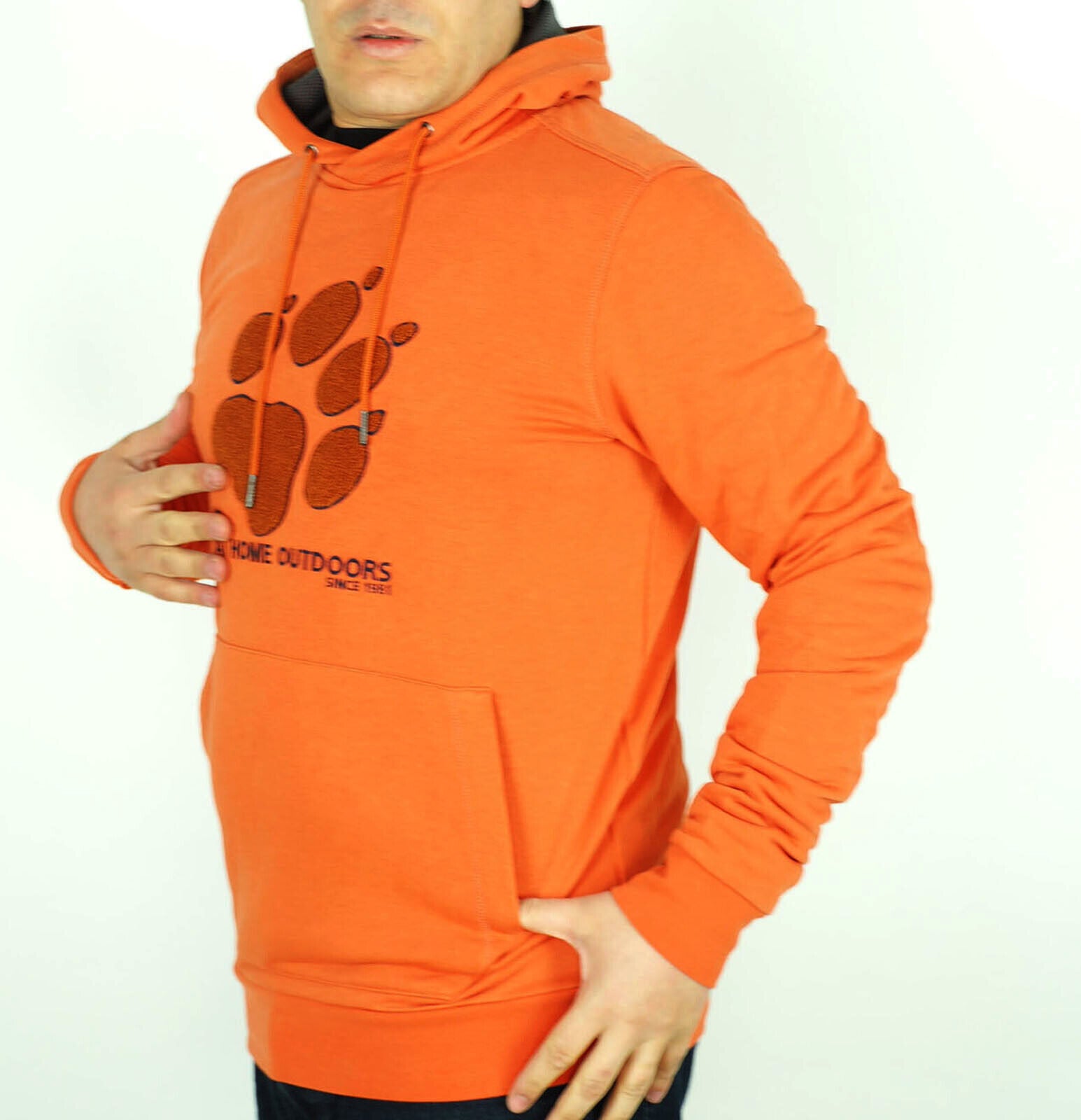 Mens Jack Wolfskin 1708341 Paw Logo Saffron Orange Warm Hoodie - London Top Style
