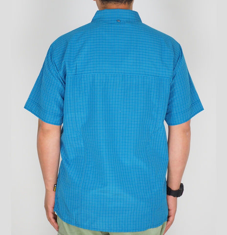 Mens Jack Wolfskin 5009321 Dk Turquoise Checks Short Sleeve Shirt - London Top Style