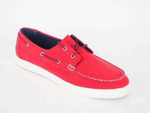 Mens Timberland Newport Bay A1583 Red Low Trainers Casual Lace Up Boat Shoes