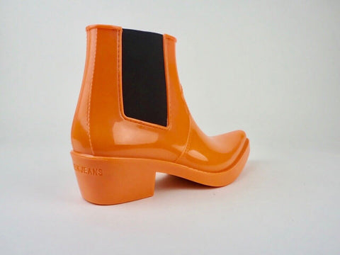 Womens Calvin Klein Carol Rubber R0746 Orange Tiger Heeled Chelsea Boots