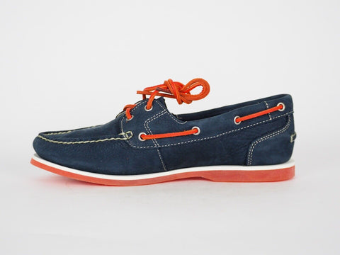 Womens Timberland Classic Unlined 8856R Blue Leather Lace Up Casual Boat Shoes