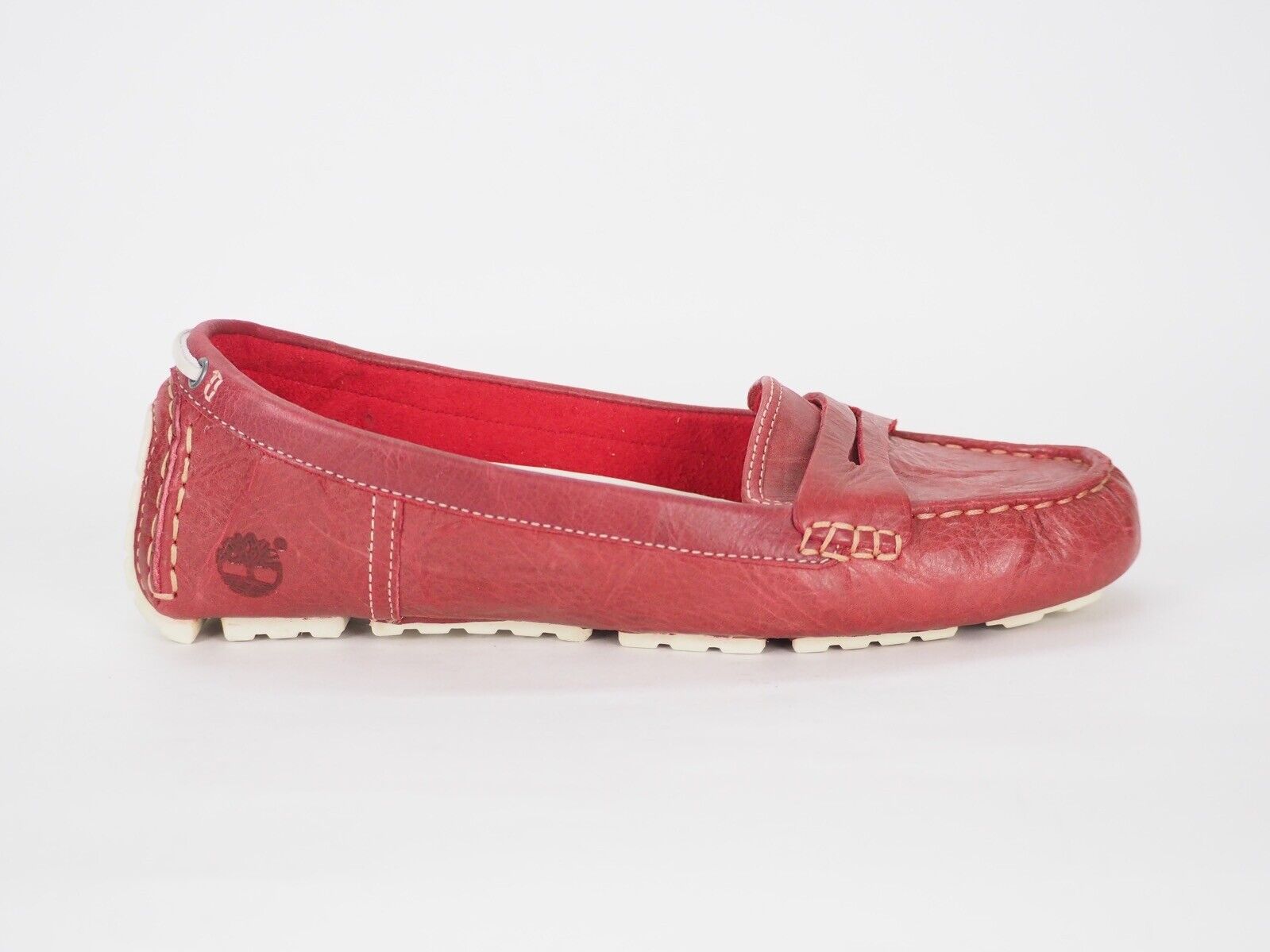 Womens Timberland Earthkeepers 27692 Red Leather Moccasins Casual Flats Shoes
