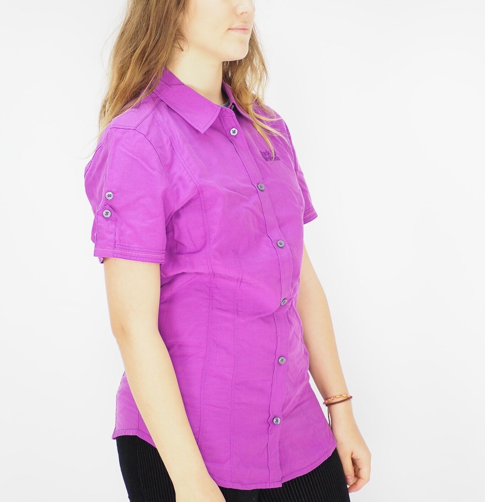 Womens Jack Wolfskin Beyond 1401631 Hyacinth Button Up Casual Short Sleeve Shirt