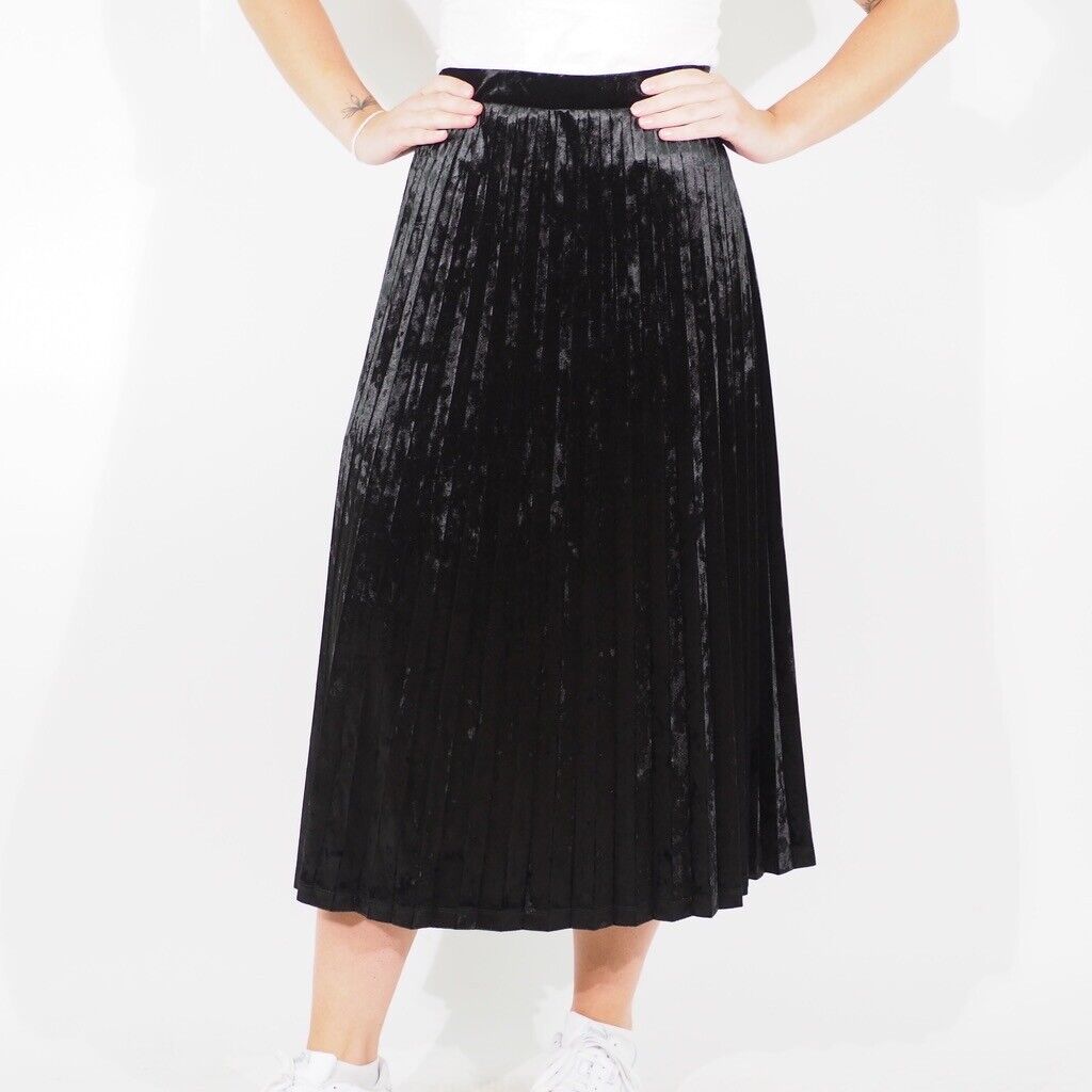 Womens Ex M&S Long Skirt Black Elastic Waist Soft Touch Ladies Straight Skirt