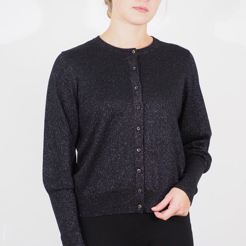Womens Ex M&S Long Sleeve Viscose Cardigan Black Casual Button Up Ladies Blouse