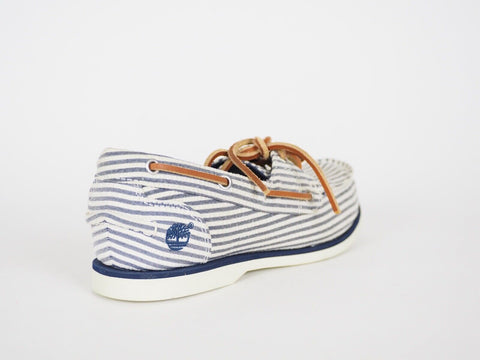 Womens Timberland Classic 2 Eye 8910A Navy Stripe Canvas Boat Shoes UK 3.5 - London Top Style