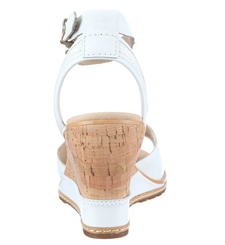 Womens Timberland Maeslin Cork 42680 White Leather Light High Heel Sandals