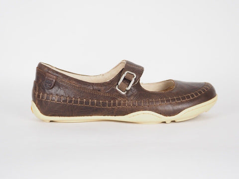 Womens Timberland EK Barestep 42622 Dark Brown Leather Strap Casual Flat Shoes