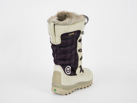 Womens Timberland Mount Holly 3468R Beige Leather Tall Lace Up Warm Snow Boots