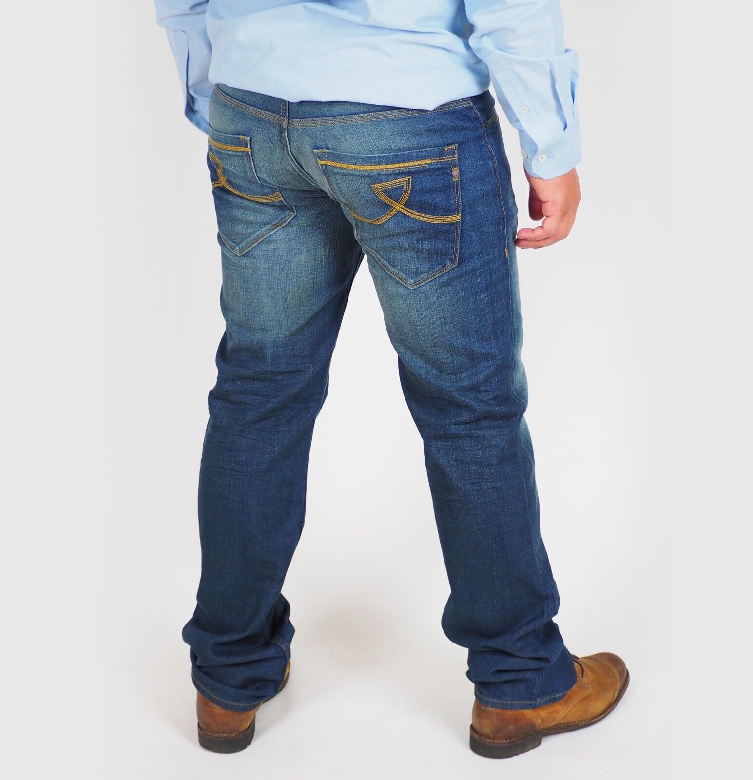 Mens The Original Ben Sherman 403878 Blue Mist Regular Fit Casual Jeans Trousers