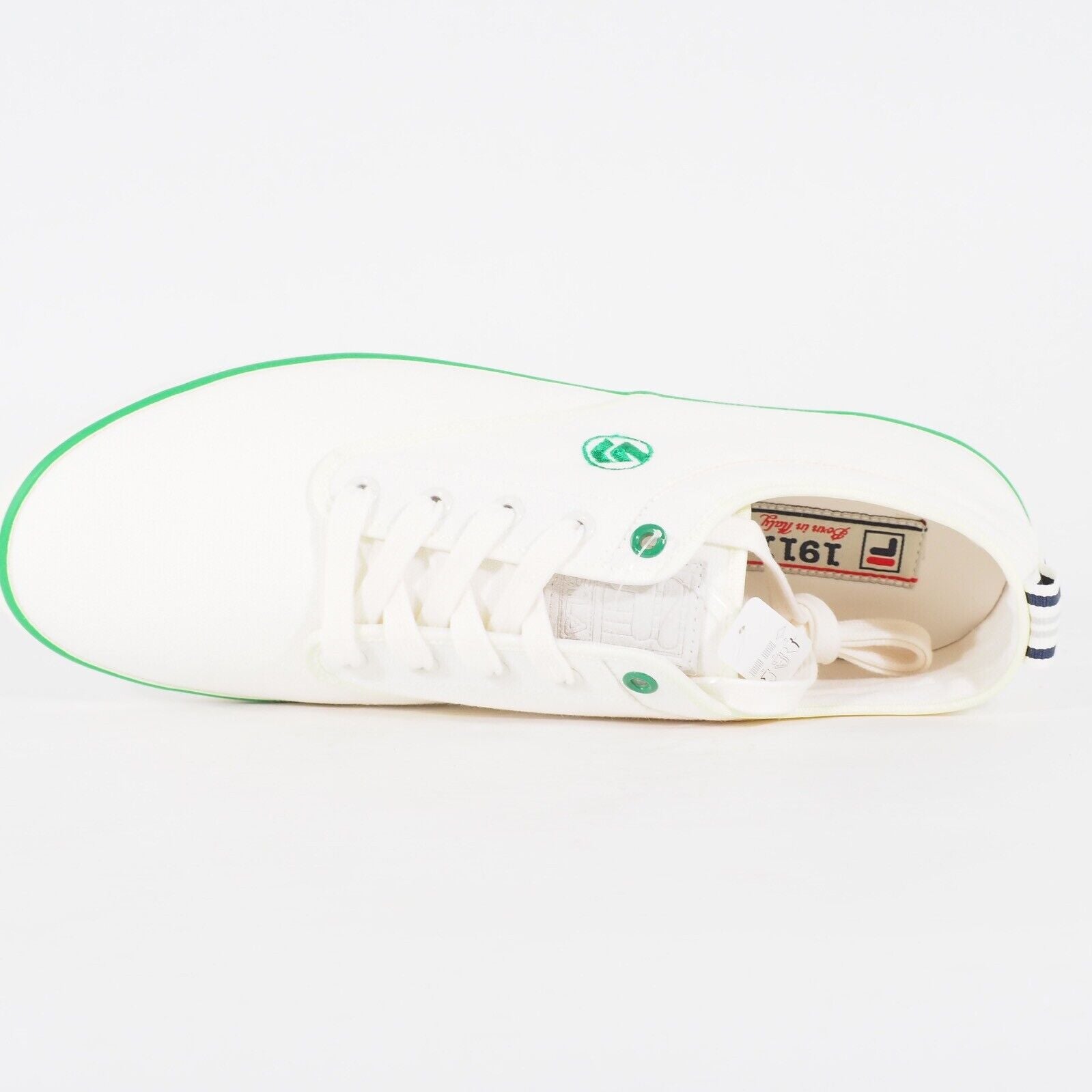 Mens FILA Wimbledon 1911 White Green Lace Up Sports Tennis Canvas Trainers