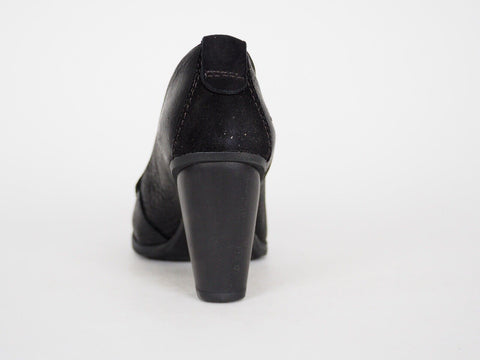 Womens Timberland Nevali 19616 Black Leather Slip On Heeled Loafers - London Top Style