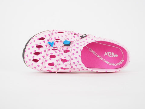 Girls MION Pen Shell 99763 Pink Hearts Rubber Holiday Slip On Summer Clog Shoes - London Top Style