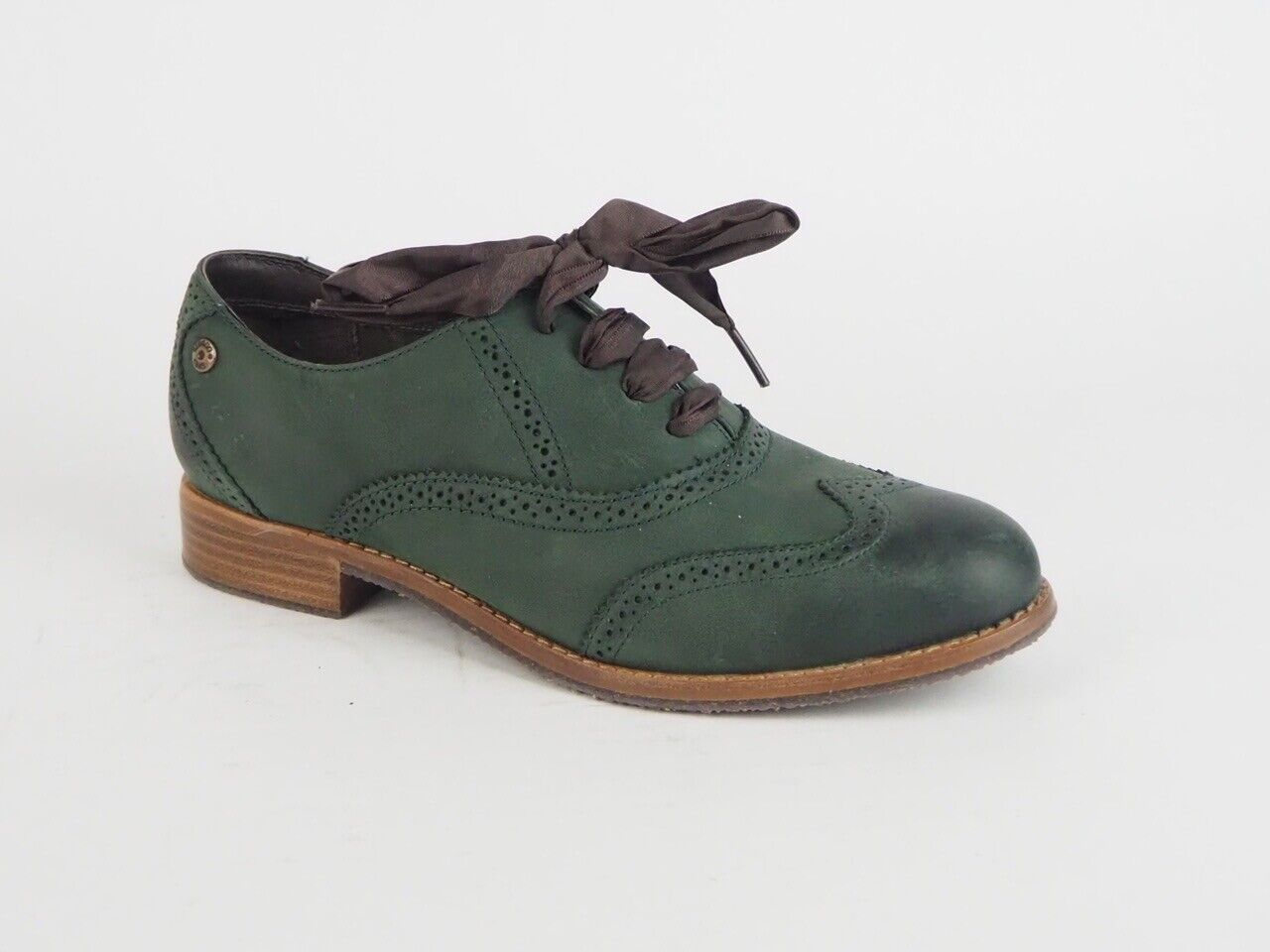 Womens Sebago Claremont Brogue B40300 W Leather Lace Up Green Oxford Shoes - London Top Style