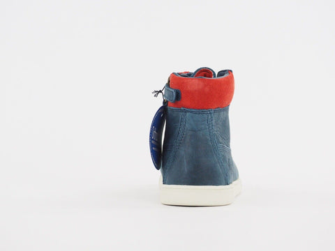 Boys Timberland Groveton A18K9 Blue Leather Side Zip Trainers Kids Chukka Boots