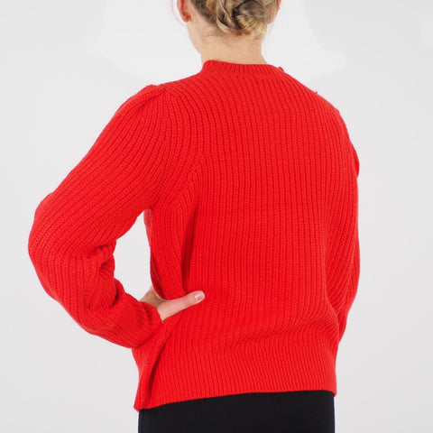 Womens Ex M&S Long Sleeve Top red Round Neck Ladies Warm Casual Acrylic Jumper