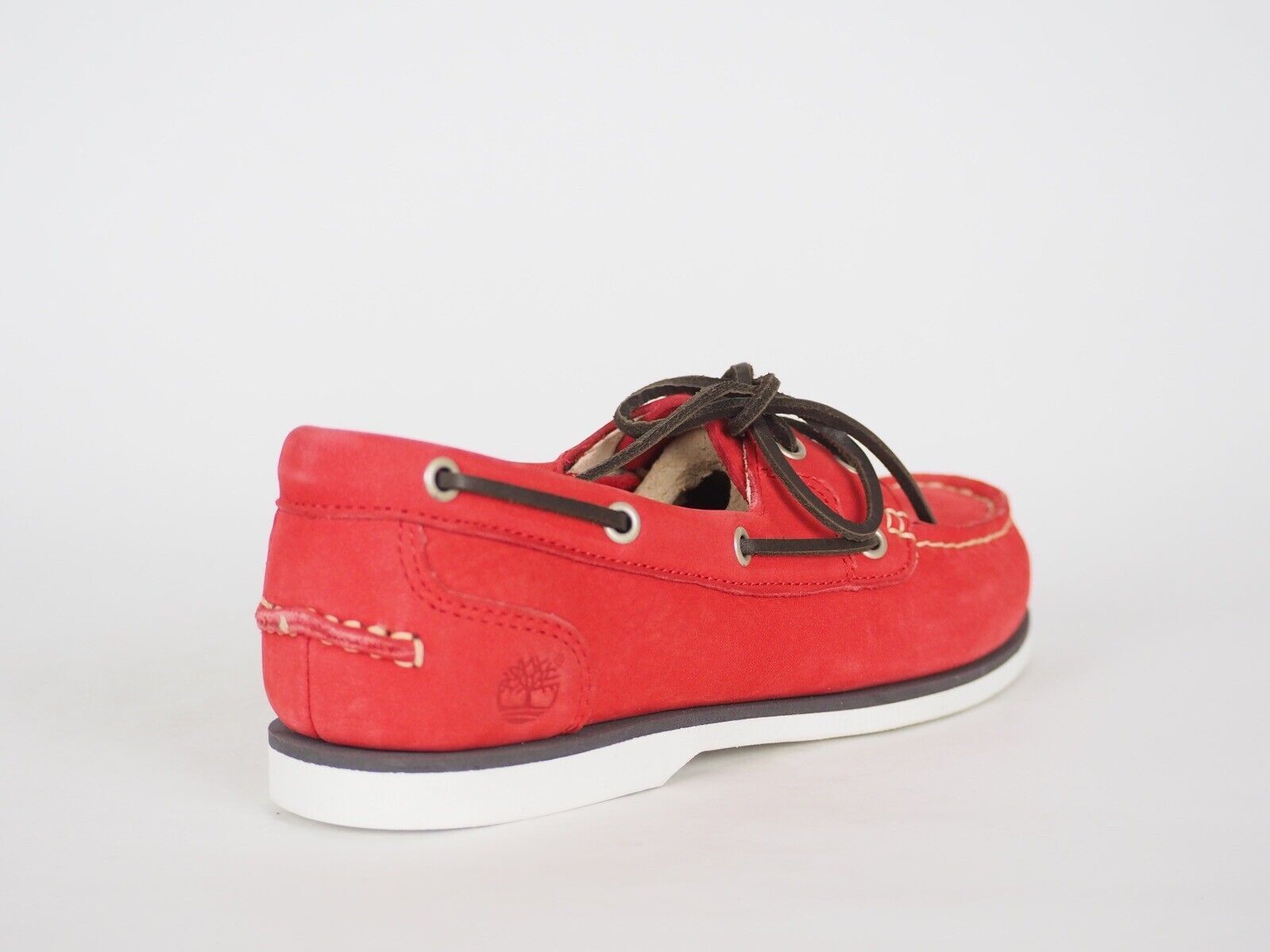 Womens Timberland EK Classic 8357A Coral Leather 2 Eye Lace Up Casual Boat Shoes