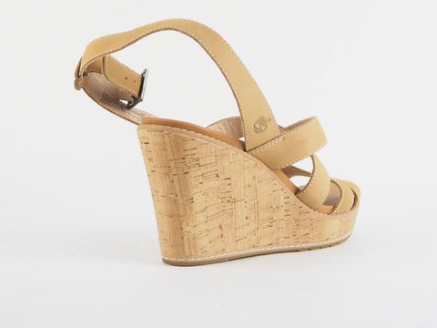 Womens Timberland Earthkeepers Danforth 8910R Tan Lather Buckle Wedge Sandals