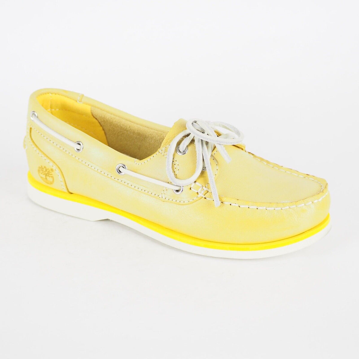 Womens Timberland Classic 2 Eye Unlined A14QA Yellow Leather Boat Shoes