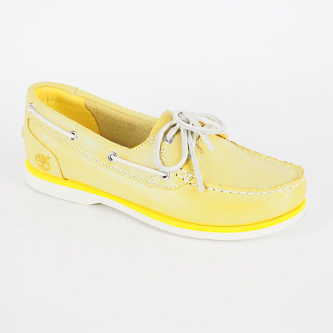 Womens Timberland Classic 2 Eye Unlined A14QA Yellow Leather Boat Shoes