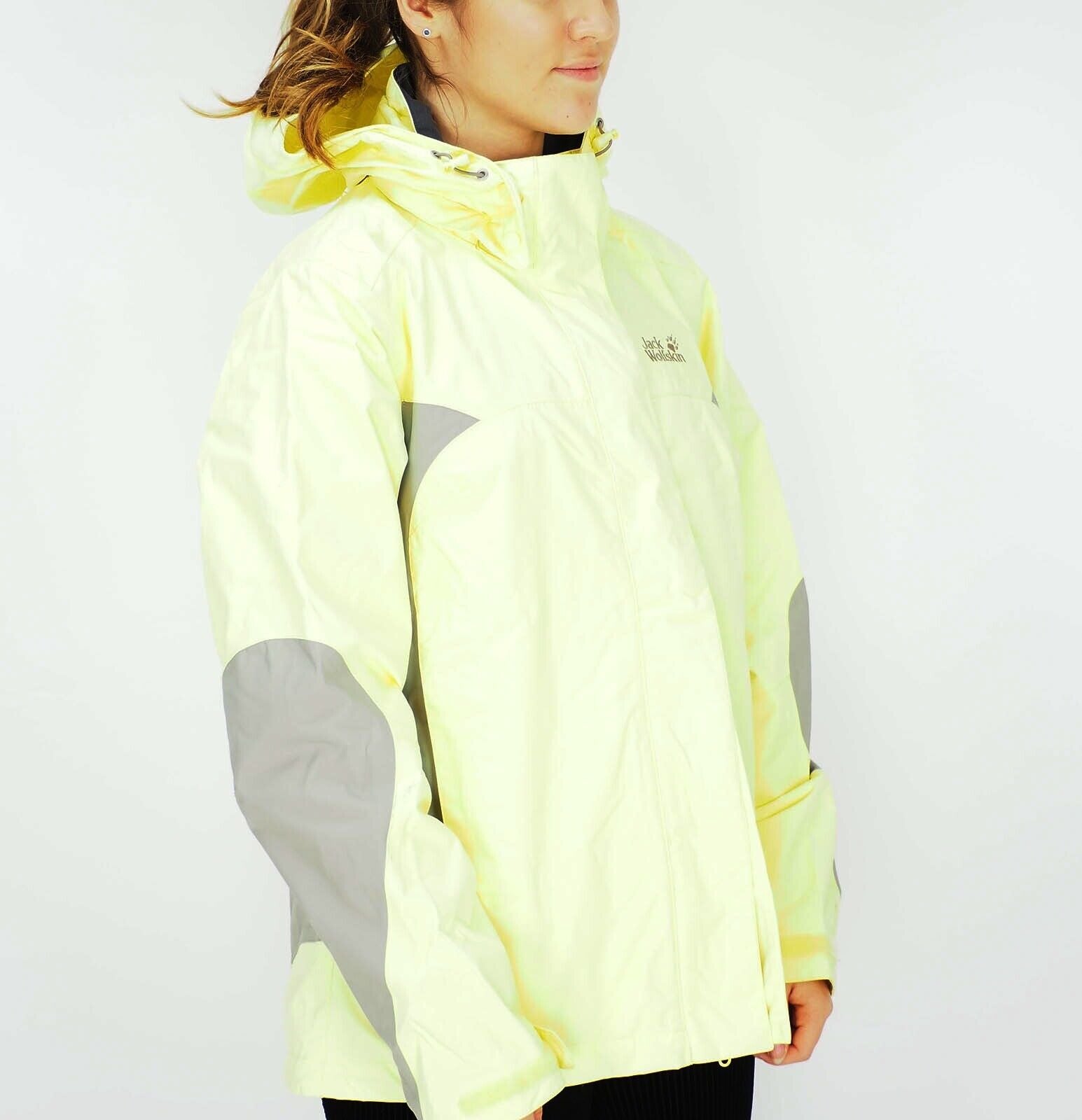 Womens Jack Wolfskin Onyx Logo 5005491 Lemonade Yellow Warm Hooded Hiking Jacket