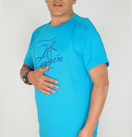 Mens Jack Wolfskin Baselayer 5007841 Turquoise Print Short Sleeve Casual T Shirt - London Top Style