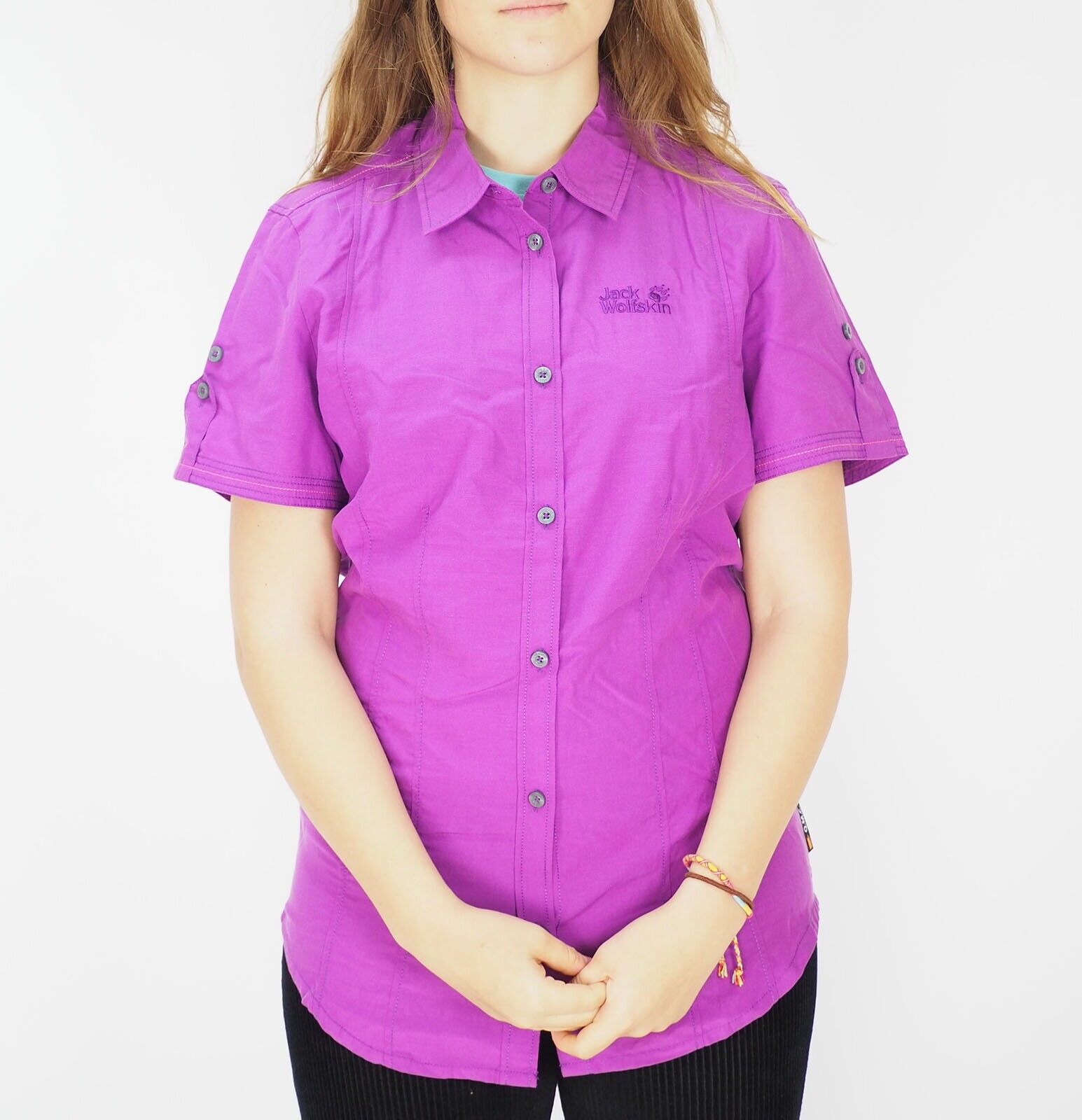 Womens Jack Wolfskin Beyond 1401631 Hyacinth Button Up Casual Short Sleeve Shirt