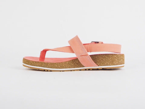 Womens Timberland Malibu Waves Thong A1PGK Pink Salmon Leather Thong Sandals