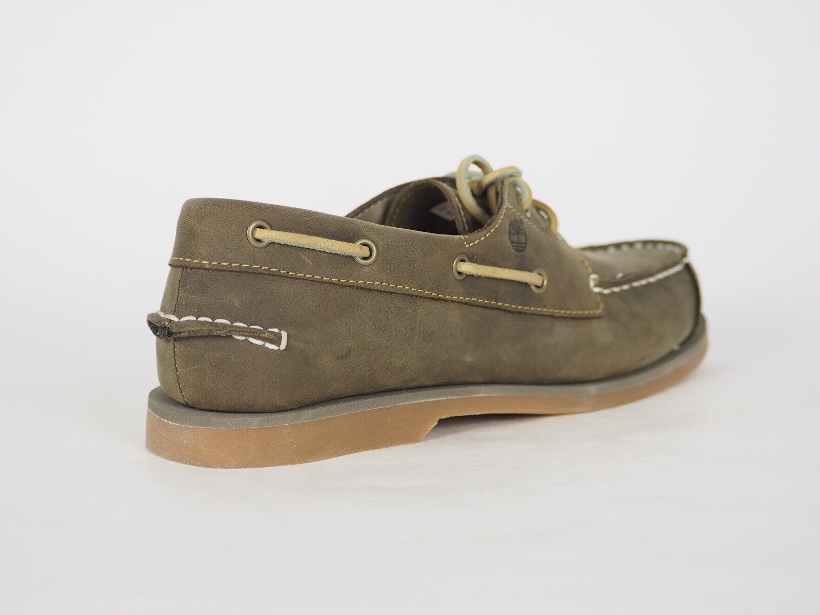 Juniors Timberland Peakisl 4691R Olive Leather 2 Eye Lace Up Casual Boat Shoes - London Top Style
