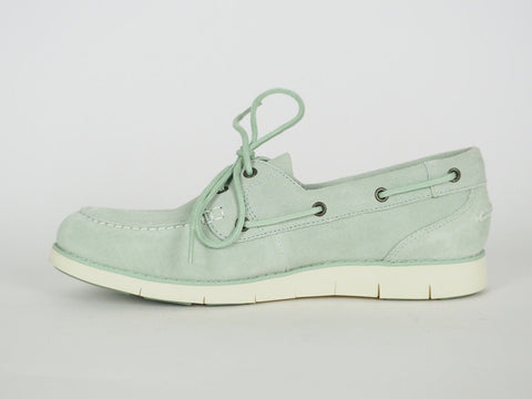 Womens Timberland Lakeville A1GDF Silt Green Suede Moccasin Boat Shoes - London Top Style