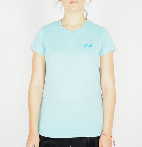 Womens Jack Wolfskin Essential T-Shirt 1805792 Aqua Short Sleeved Top
