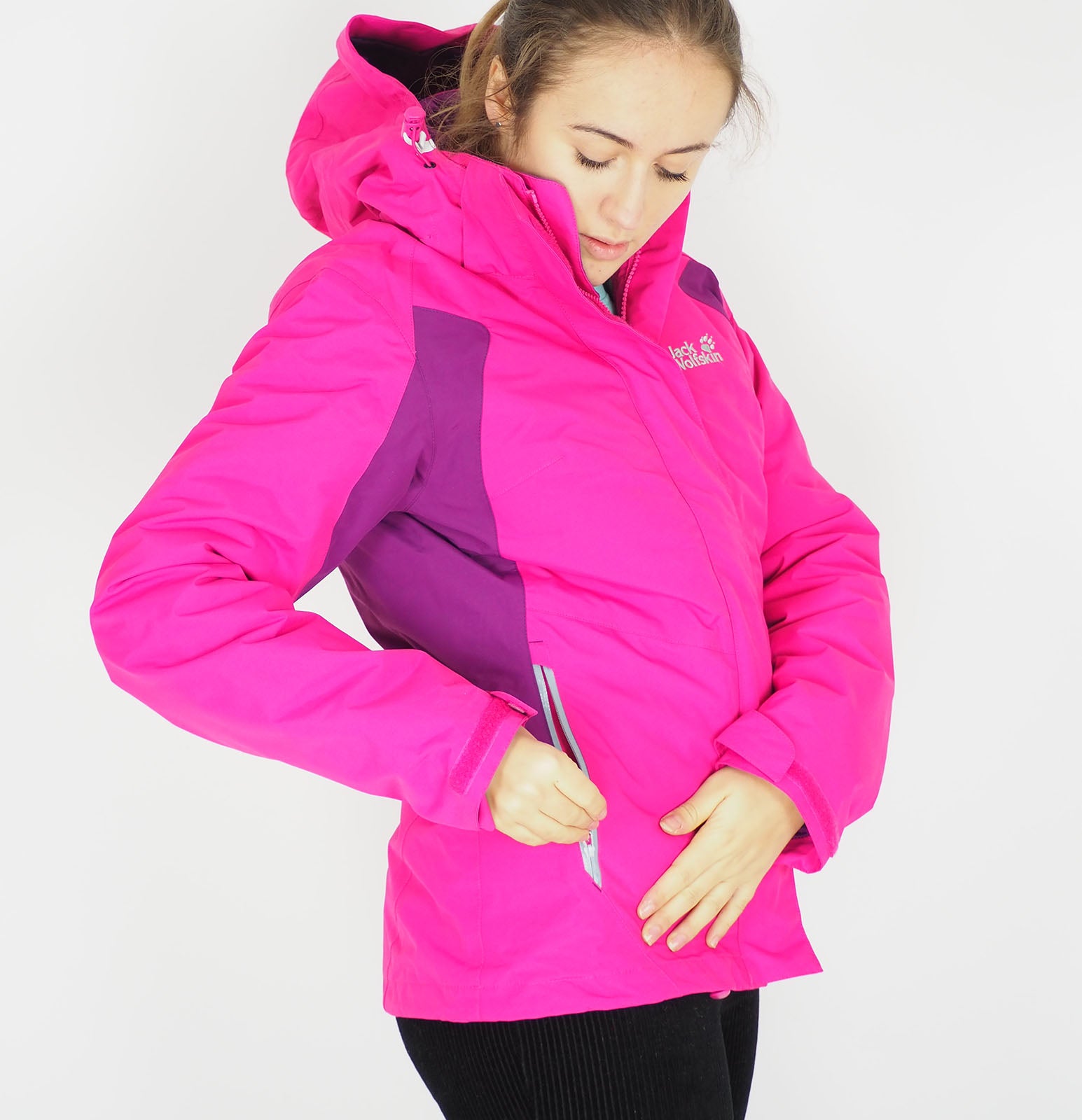 Womens Jack Wolfskin 3 In 1 Asian Fit 5004941 Pink Passion Zip Up Hiking Jacket