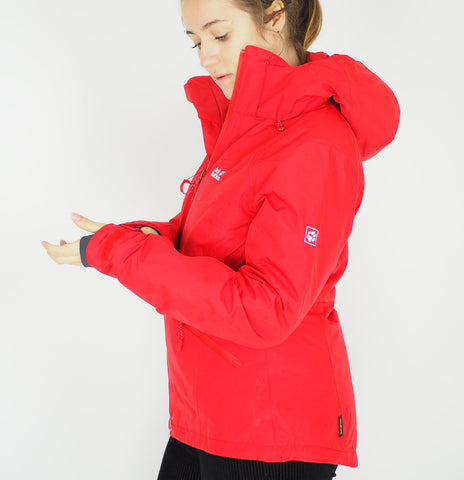 Womens Jack Wolfskin Good Alpine 1111631 Red Fire Zip Up Waterproof Jacket